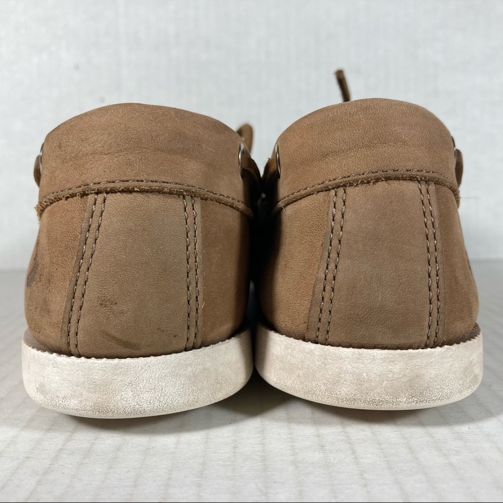 GH Bass Size 7.5 Womens Boat Shoes Tan Brown White Leather Casual Comfort Deck - Picture 5 of 8